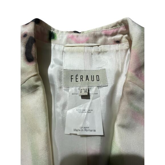 Vtg Feraud Women's Single-Breasted Blazer Multi Watercolor Silk Size F24 US 10 - Picture 2 of 6